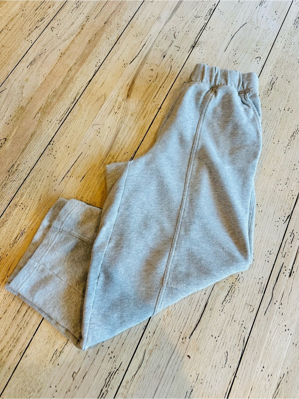 aerie Light Gray Fleece Barrel Joggers with Elastic Waist